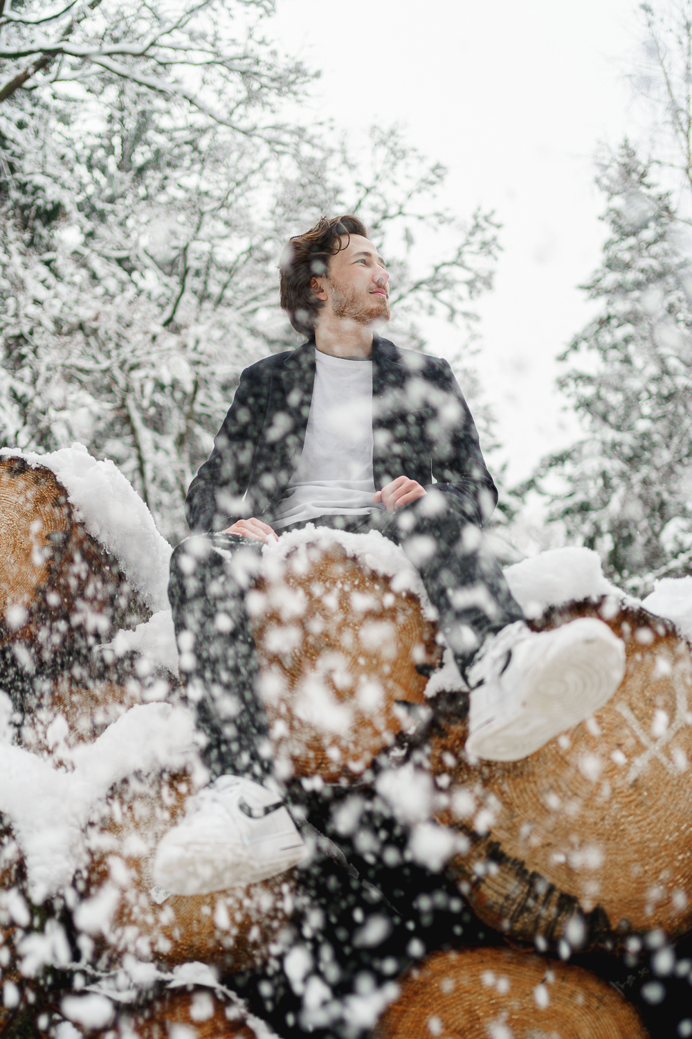 Photographie homme neige Ardennes